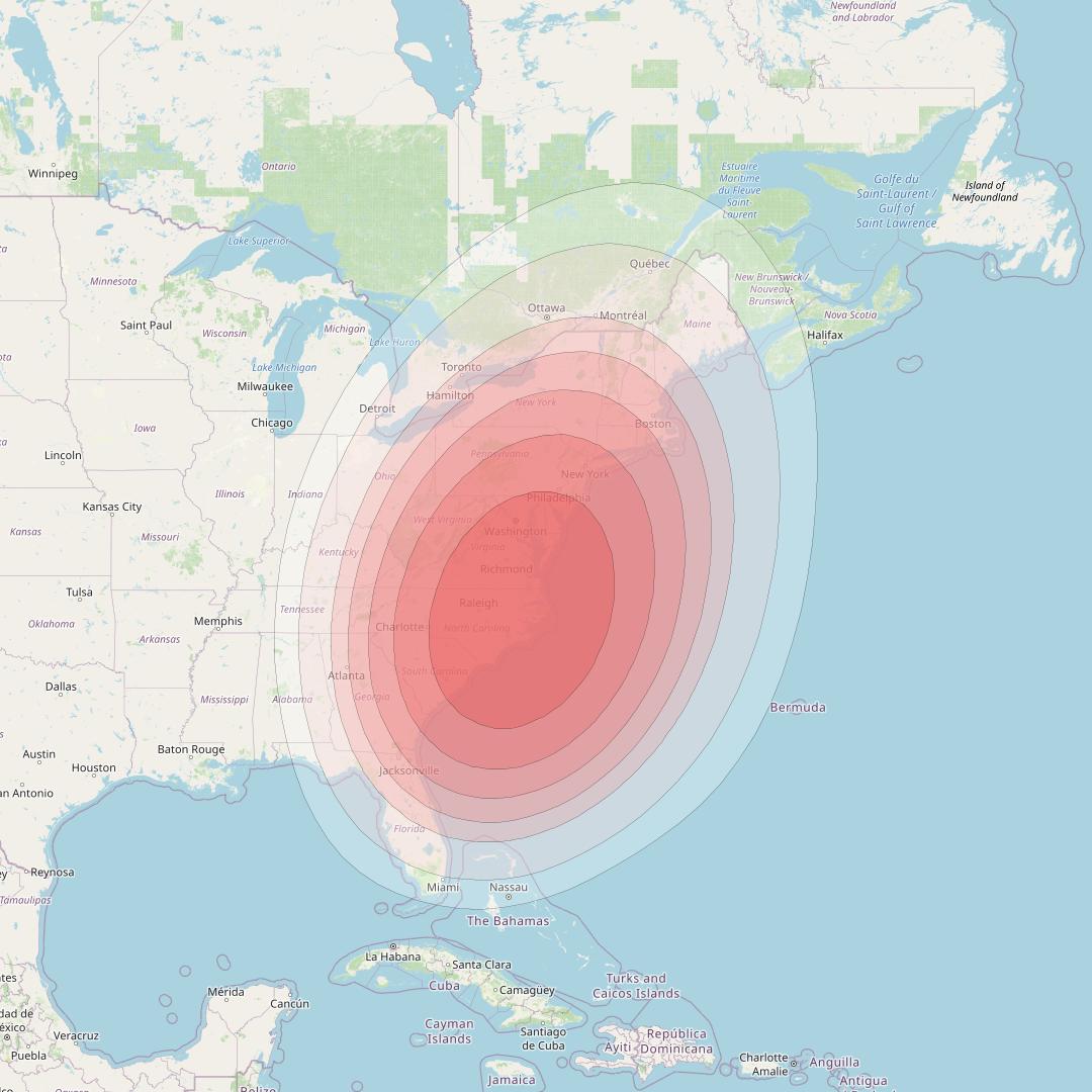 Intelsat 40E at 91&deg; W downlink Ku-band K23 User Spot beam coverage map