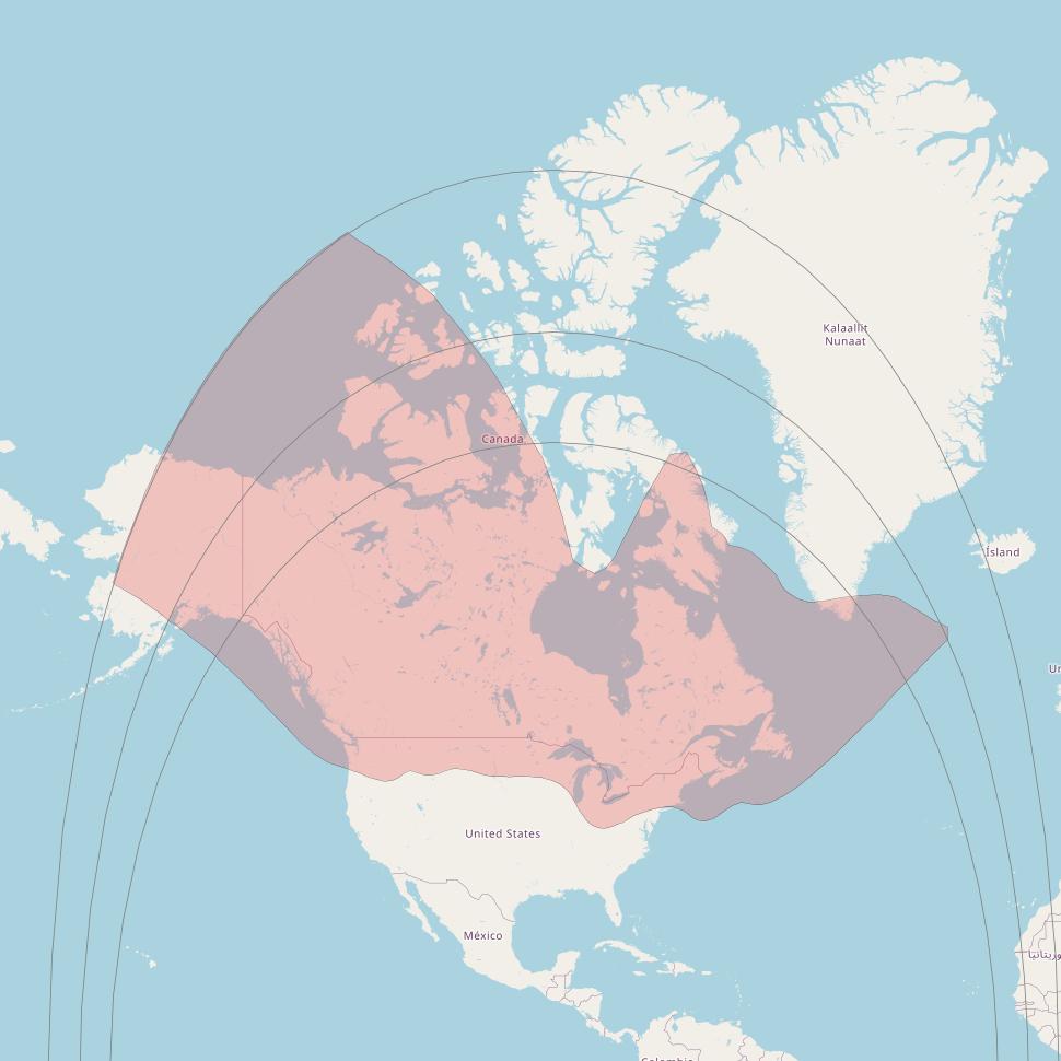 Nimiq 6 at 91° W downlink Ku-band Canada beam coverage map