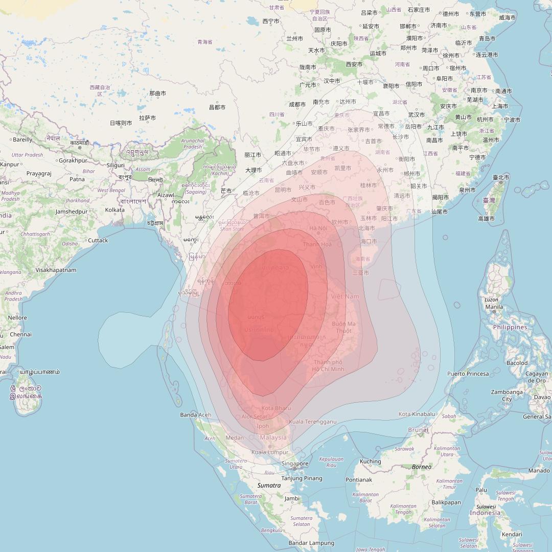 SES 12 at 95° E downlink Ku-band Indochina beam coverage map