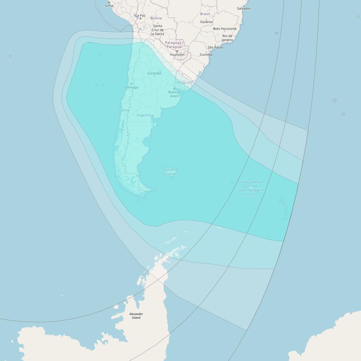 Inmarsat-4F3 at 98° W downlink L-band R004 Regional Spot beam coverage map