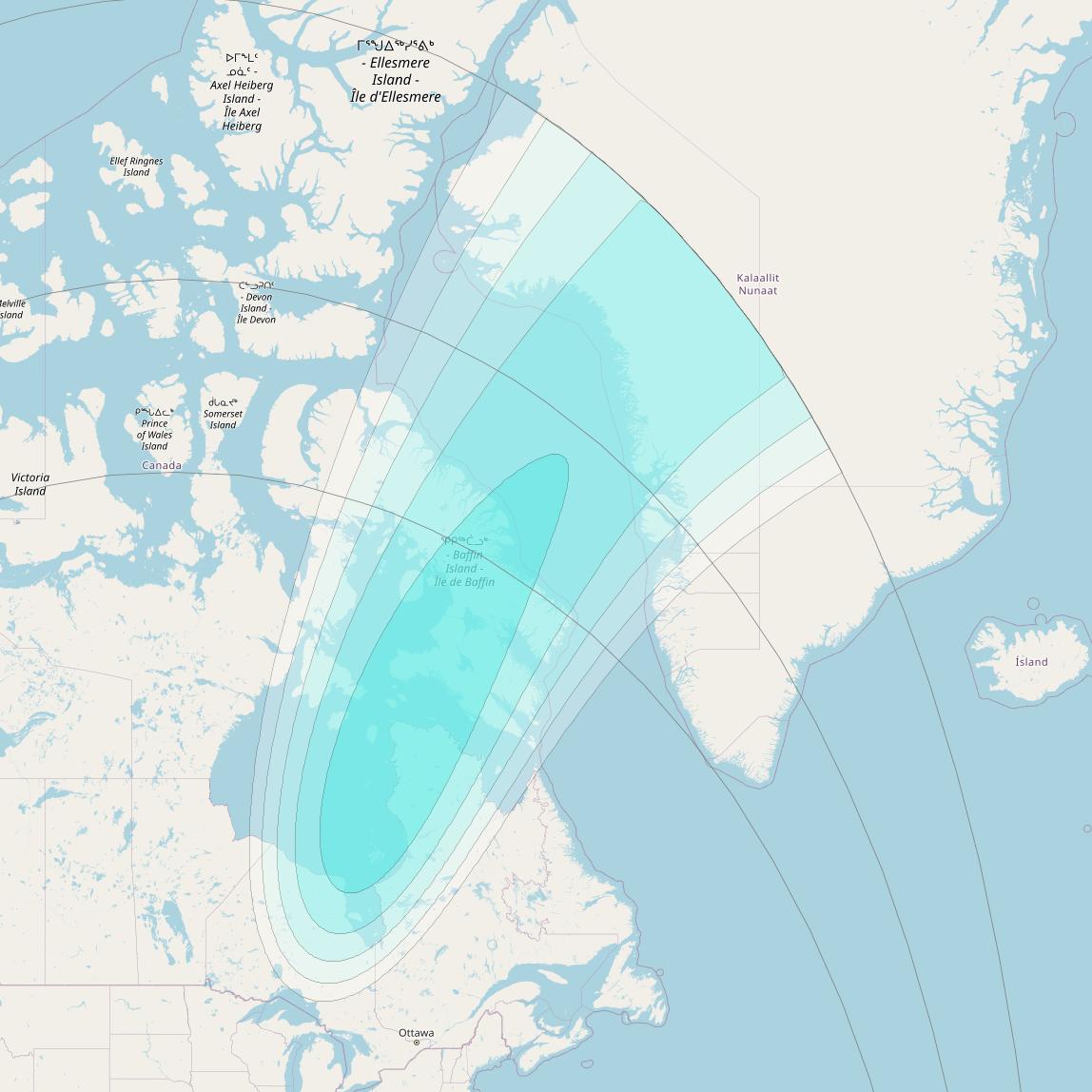 Inmarsat-4F3 at 98° W downlink L-band S125 User Spot beam coverage map